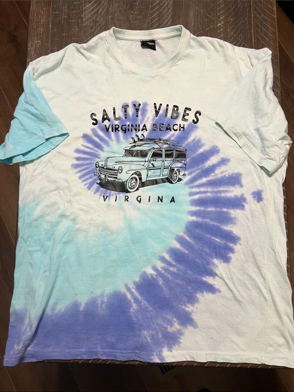 Salty Vibes Virginia Beach Tie-Dye Short Sleeve Tee - Light Blue & Purple